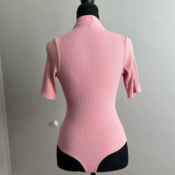 Mock Neck Pink Bodysuit - Picture 2 of 2